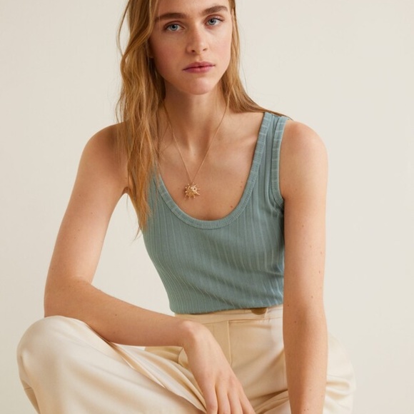 MANGO Ribbed strap top - Picture 4 of 5